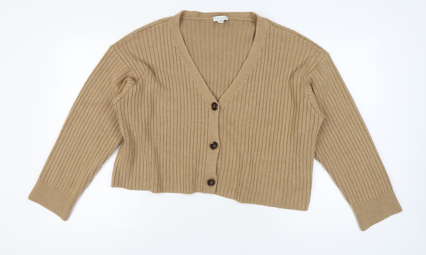 Topshop Women's Beige V-Neck Cardigan - Size M