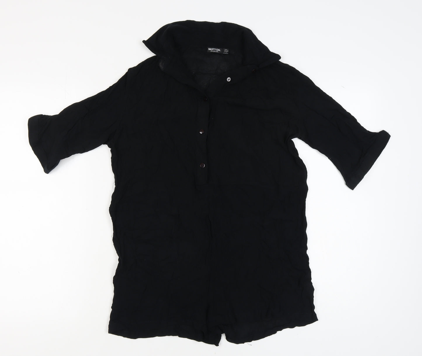 Nasty Gal Women's Black Collared Playsuit Size 10