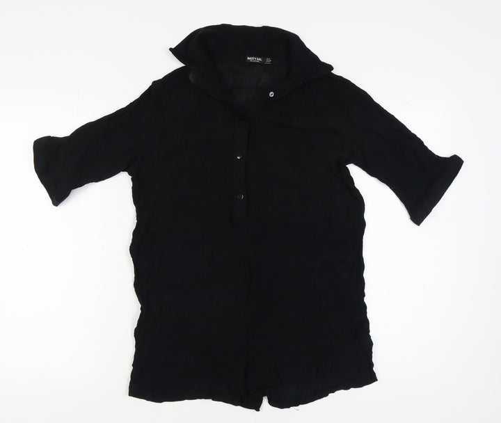 Nasty Gal Women's Black Collared Playsuit Size 10