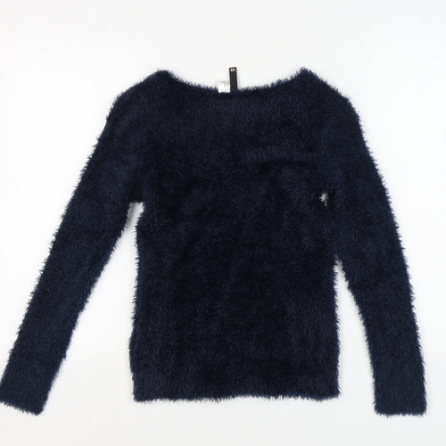 H&M Women's Blue XS Chunky-Knit Pullover Jumper
