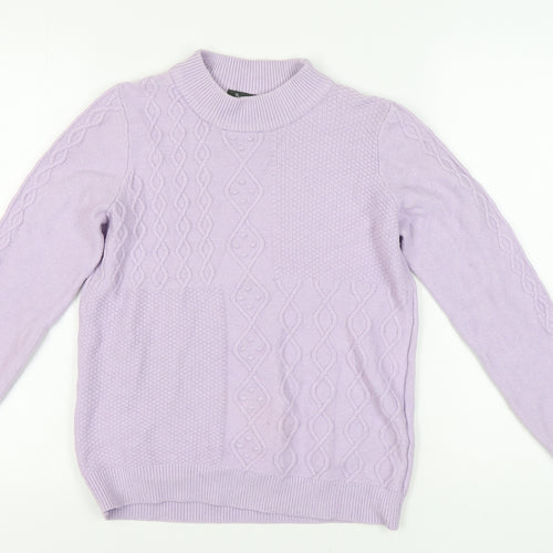 Bonmarché Women's Purple Mock Neck Jumper Size 12