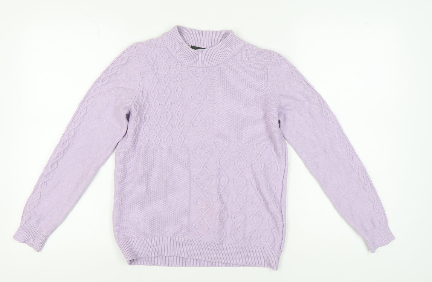 Bonmarché Women's Purple Mock Neck Jumper Size 12