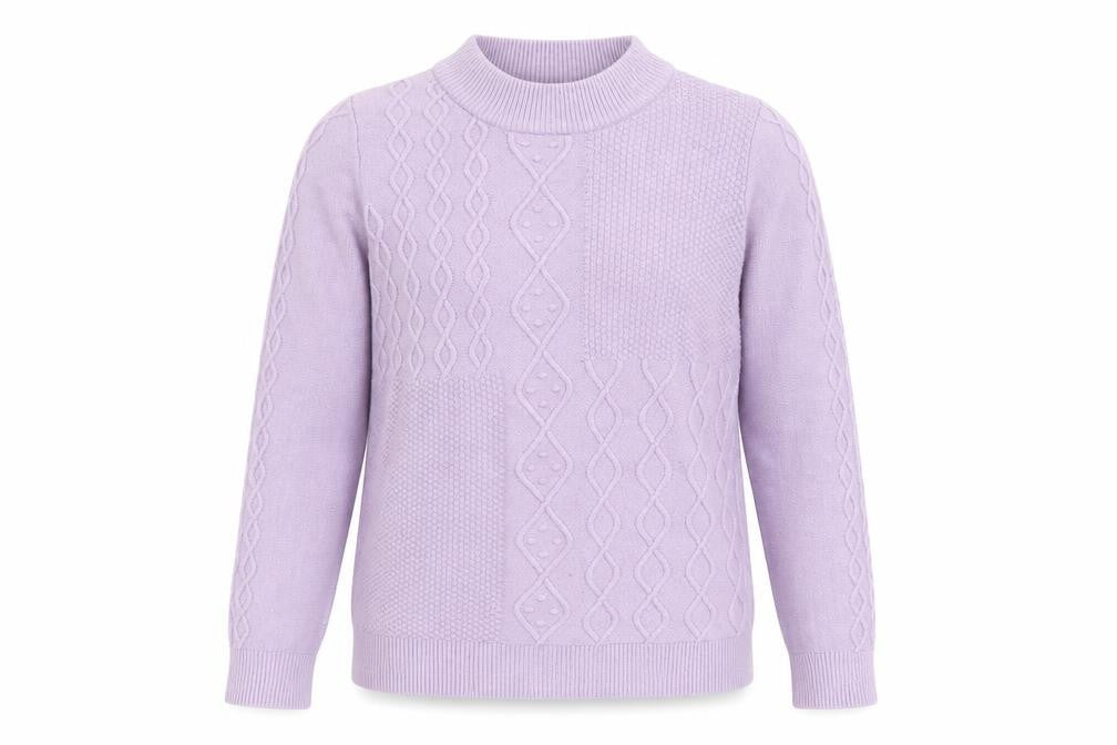 Front view of Bonmarché Women's Purple Mock Neck Jumper, size 12