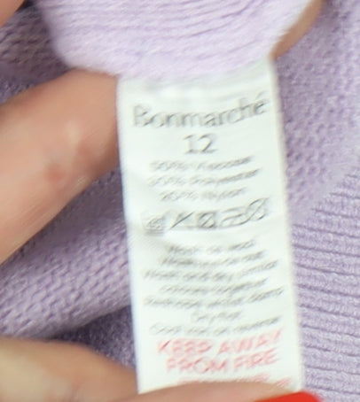 Bonmarché Women's Purple Mock Neck Jumper Size 12