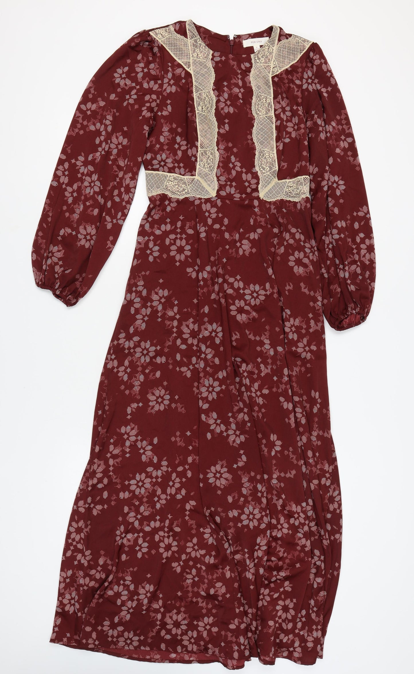 Marks and Spencer Women's Red Floral A-Line Dress Size 8