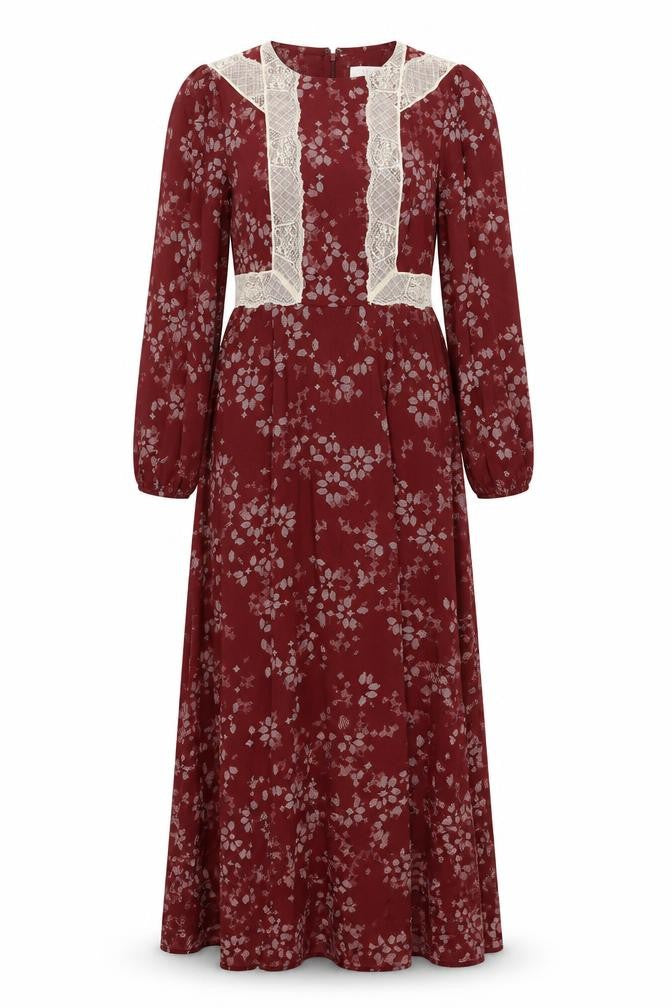 Marks and Spencer Women's Red Floral A-Line Dress Size 8