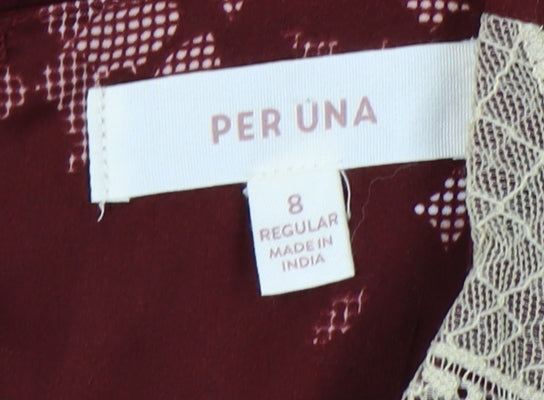 Marks and Spencer Women's Red Floral A-Line Dress Size 8
