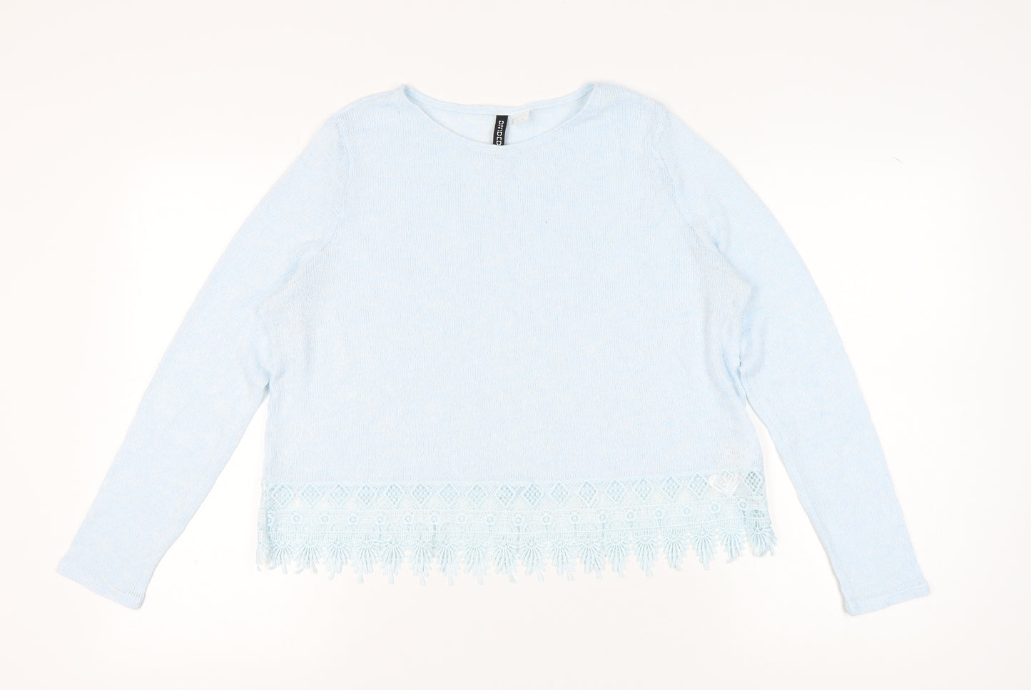 H&M Women's Blue Knit Jumper, Size L, Round Neck