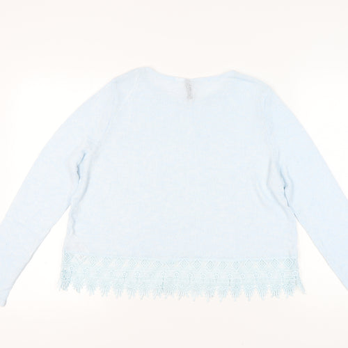 H&M Women's Blue Knit Jumper, Size L, Round Neck