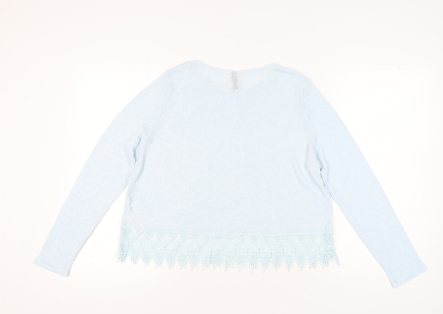 H&M Women's Blue Knit Jumper, Size L, Round Neck