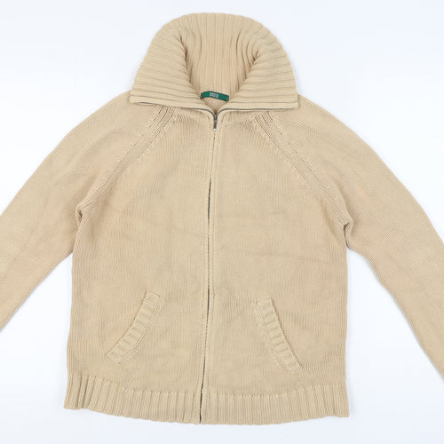 Marks and Spencer Women's Beige Full Zip Jumper Size 14