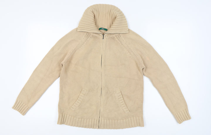 Marks and Spencer Women's Beige Full Zip Jumper Size 14