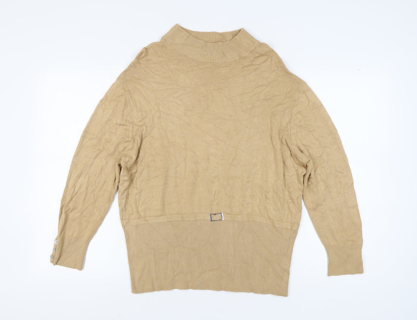 Klass Collection Women's Beige Mock Neck Jumper 2XL