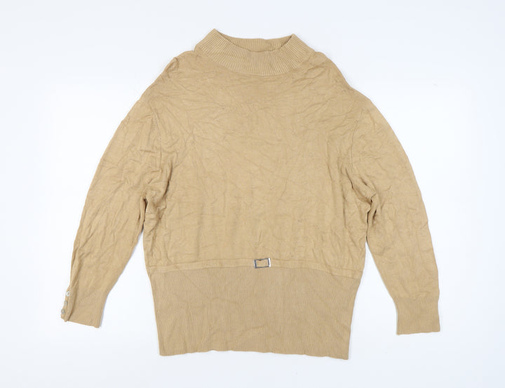 Klass Collection Women's Beige Mock Neck Jumper 2XL