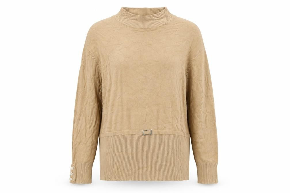 Front view of Klass Collection Women's Beige Mock Neck Jumper 2XL