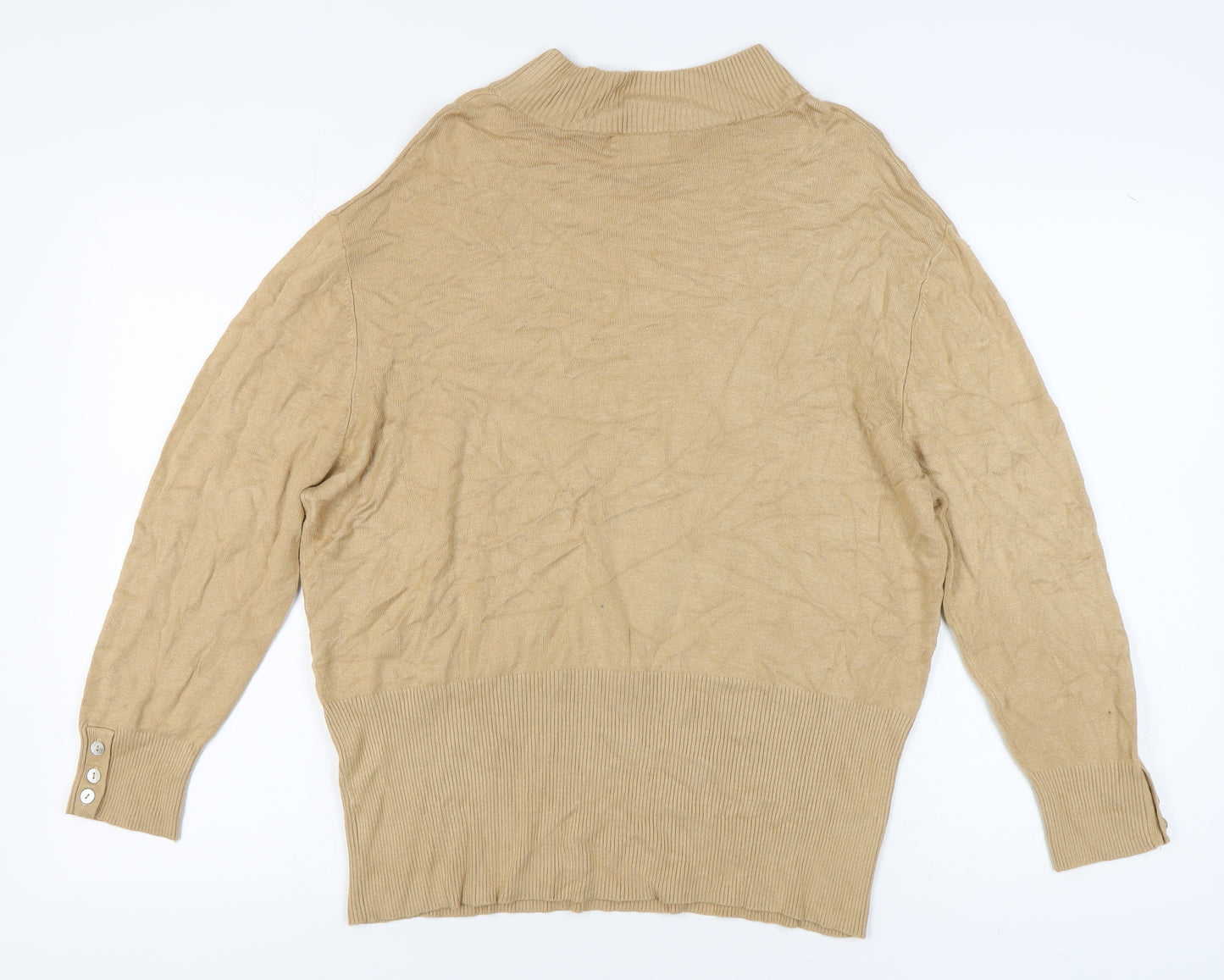 Klass Collection Women's Beige Mock Neck Jumper 2XL