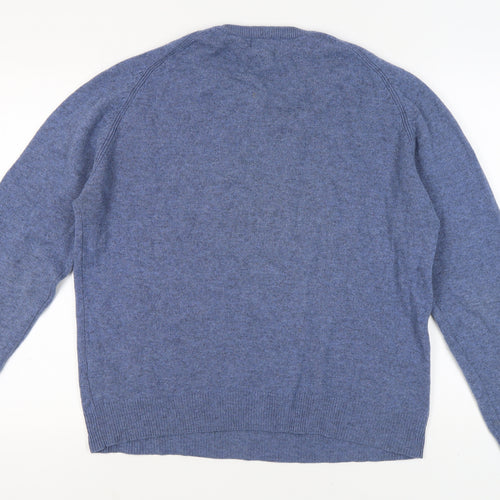 Marks and Spencer Men's Blue Wool Pullover Jumper XL
