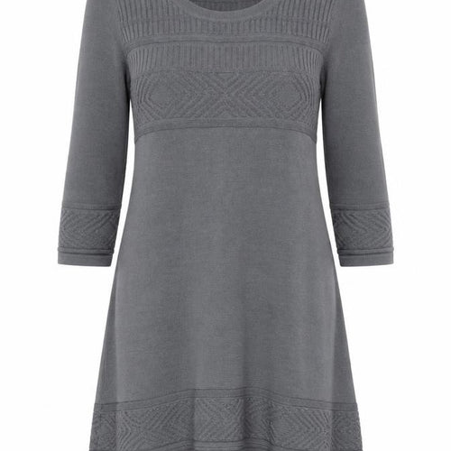 Monsoon Women Grey Knit Dress Size M 3/4 Sleeve