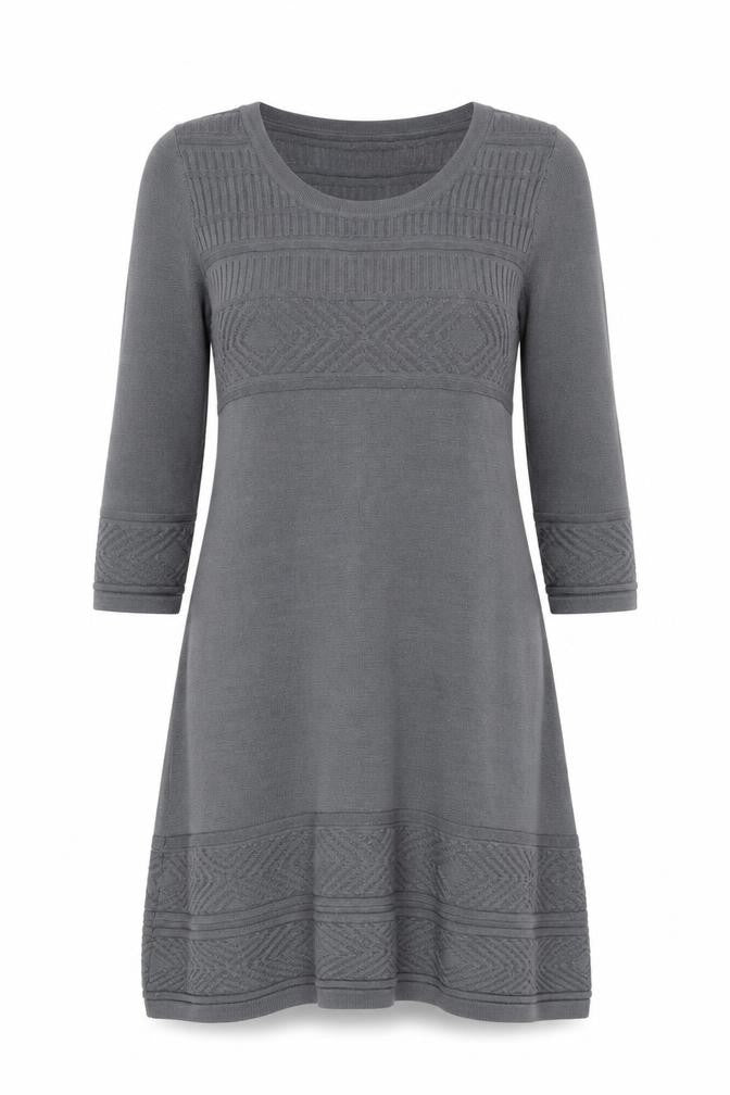 Monsoon Women Grey Knit Dress Size M 3/4 Sleeve