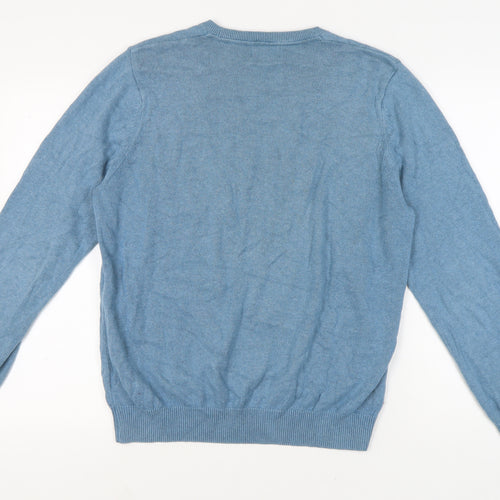 Marks and Spencer Men's Blue Cotton Pullover Jumper L