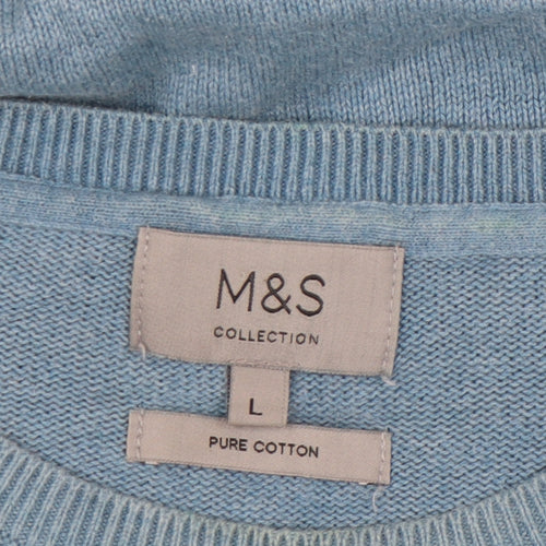 Marks and Spencer Men's Blue Cotton Pullover Jumper L