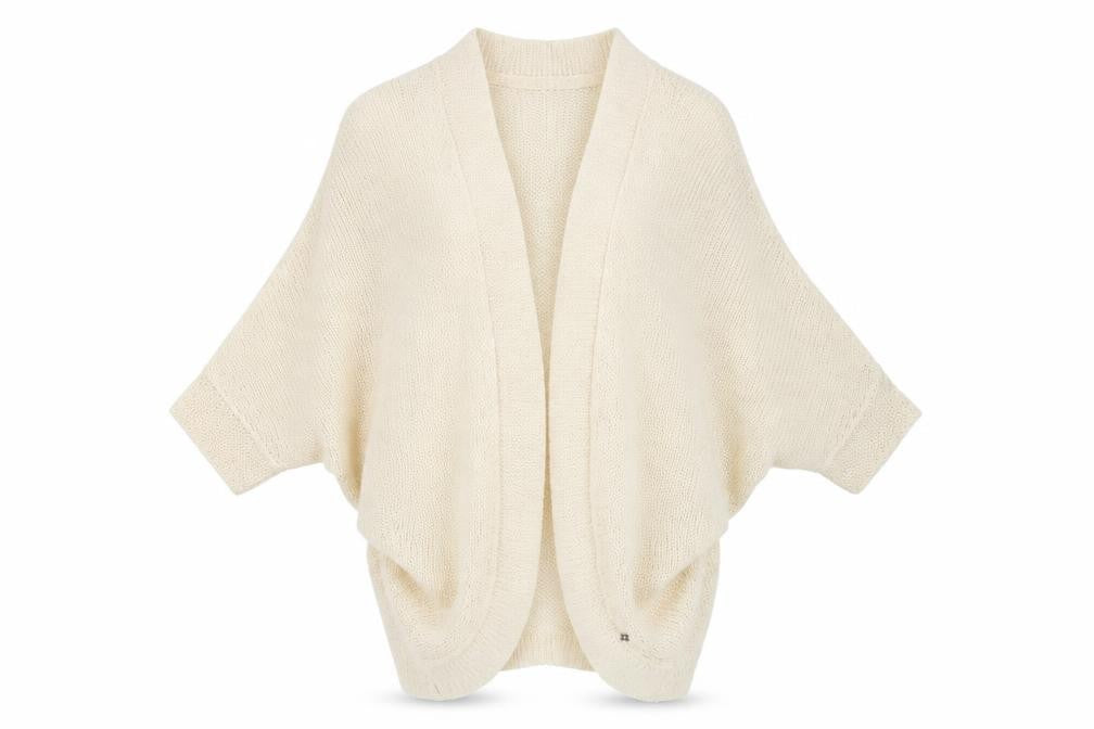 Front view of Only Women's Ivory Open-Knit Open Front Cardigan, size S
