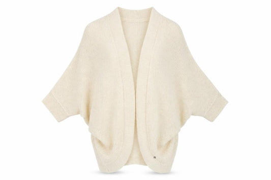 Front view of Only Women's Ivory Open-Knit Open Front Cardigan, size S
