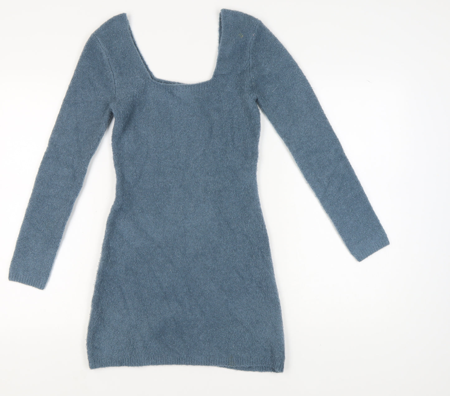Zara Women Blue Bodycon Dress S Square Neck