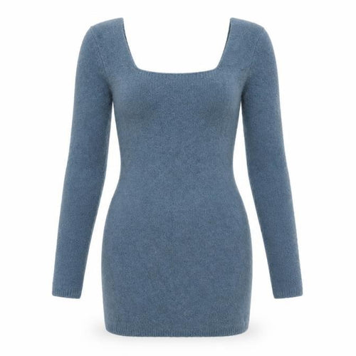 Zara Women Blue Bodycon Dress S Square Neck