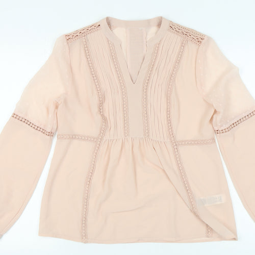 Marks and Spencer Women's Pink Lace V-Neck Blouse Size 10