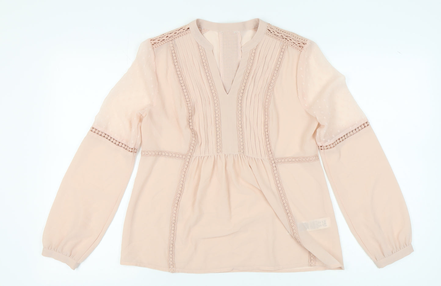 Marks and Spencer Women's Pink Lace V-Neck Blouse Size 10