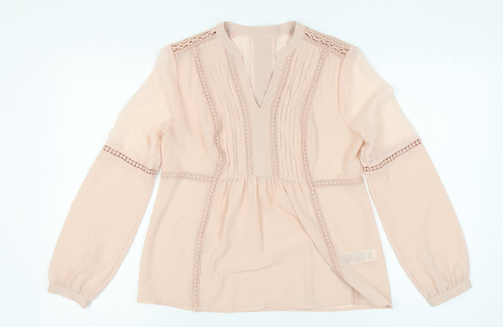 Marks and Spencer Women's Pink Lace V-Neck Blouse Size 10