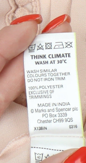 Marks and Spencer Women's Pink Lace V-Neck Blouse Size 10