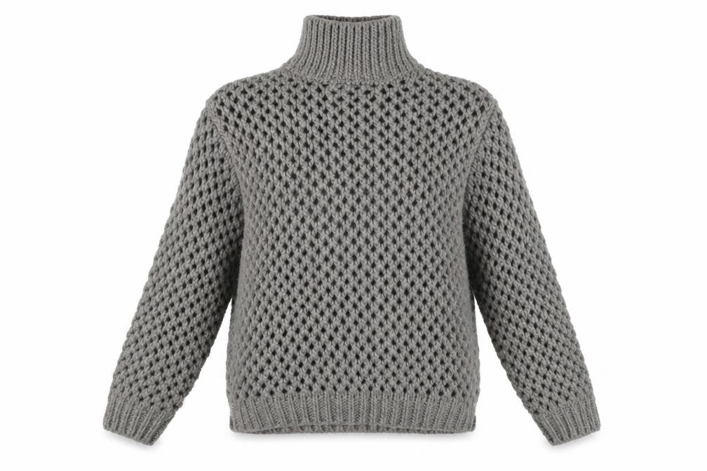 NA-KD Women’s Grey Open-Knit High Neck Jumper 2XS