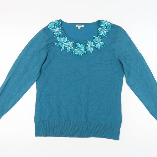 Next Women's Blue Embroidered Pullover Jumper L