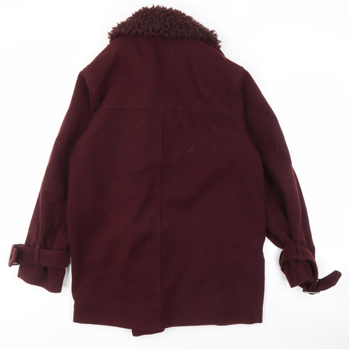 Monki Women's Red Belted Motorcycle Coat XS