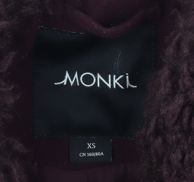 Monki Women's Red Belted Motorcycle Coat XS