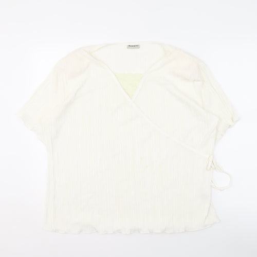 Bassini Women's Ivory Wrap Blouse Size XL
