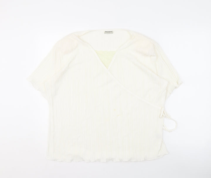 Bassini Women's Ivory Wrap Blouse Size XL