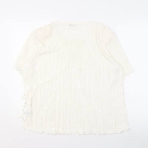 Bassini Women's Ivory Wrap Blouse Size XL