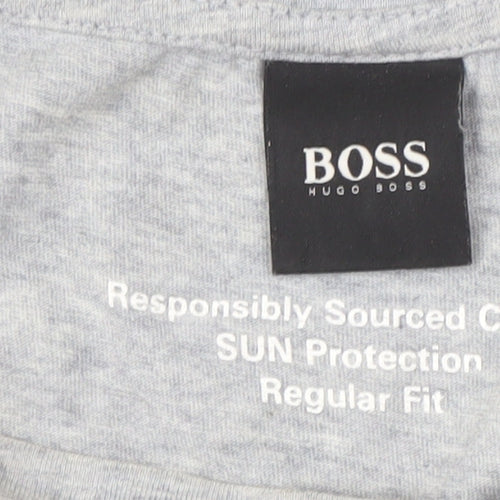 Hugo Boss Men's Grey Cotton Logo T-Shirt, Size S
