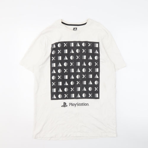 George Men's White PlayStation Graphic T-Shirt M