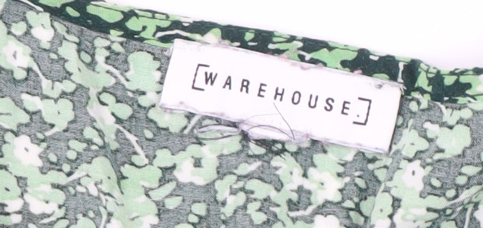 Warehouse Women's Green Floral V-Neck Blouse Size 16