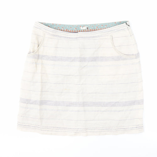 White Stuff Women's Striped Linen Skirt Size 14