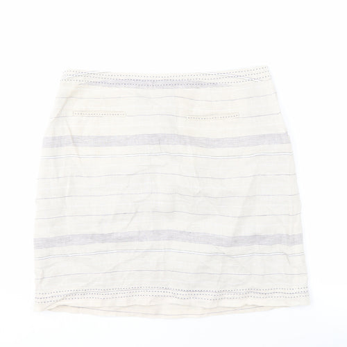 White Stuff Women's Striped Linen Skirt Size 14