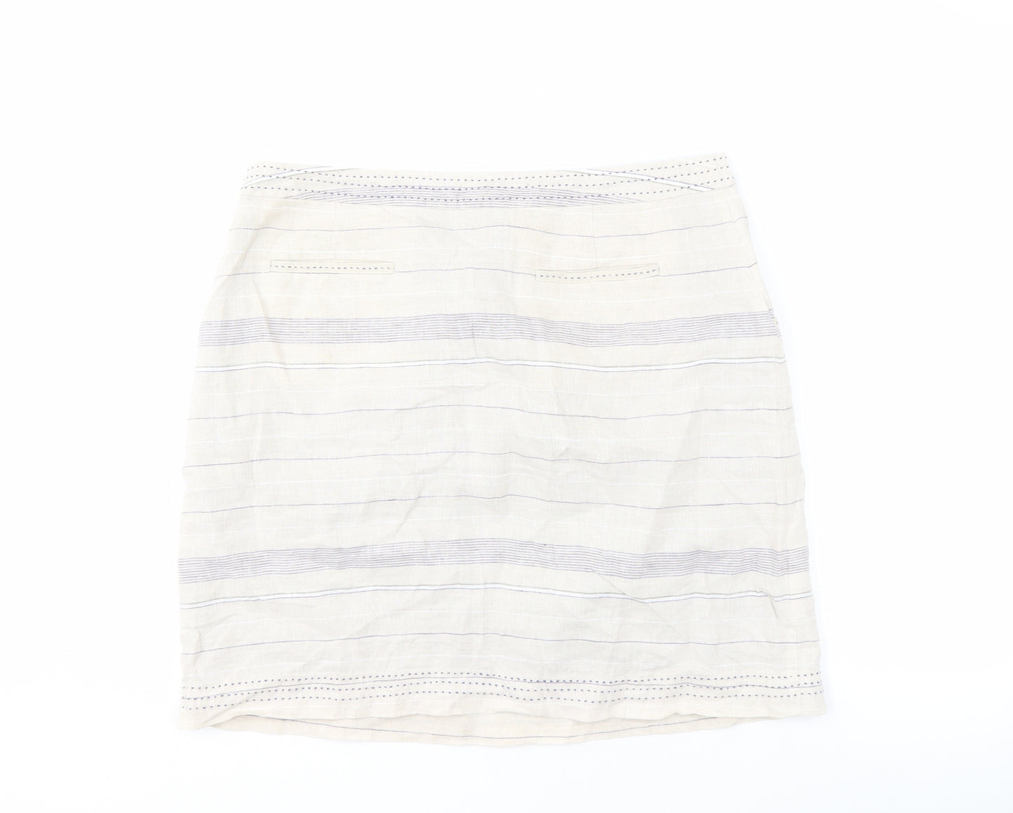 White Stuff Women's Striped Linen Skirt Size 14