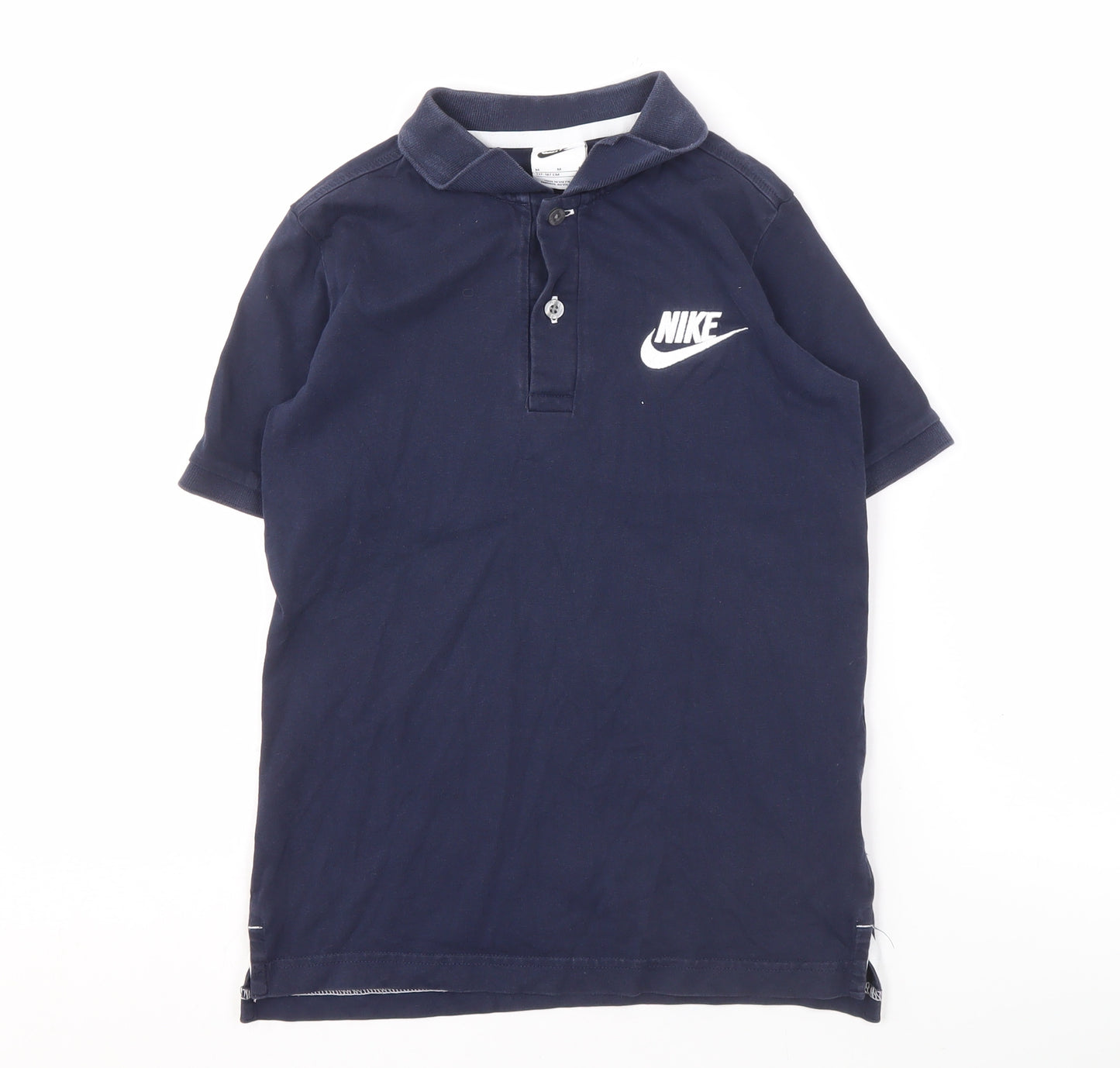 Nike Boys Blue Polo Shirt M Cotton Casual Short Sleeve