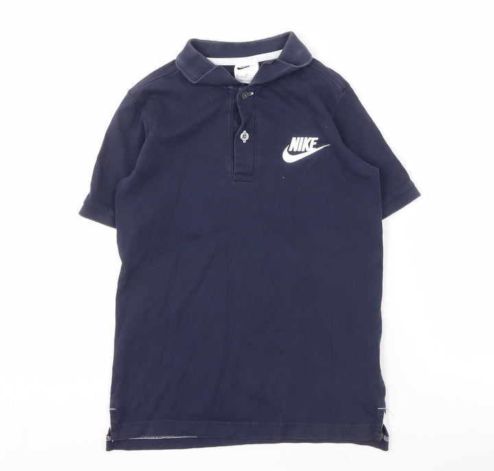 Nike Boys Blue Polo Shirt M Cotton Casual Short Sleeve