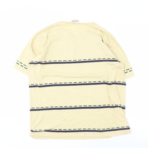Alexon Men's Beige Striped T-Shirt, Size L, Crew Neck