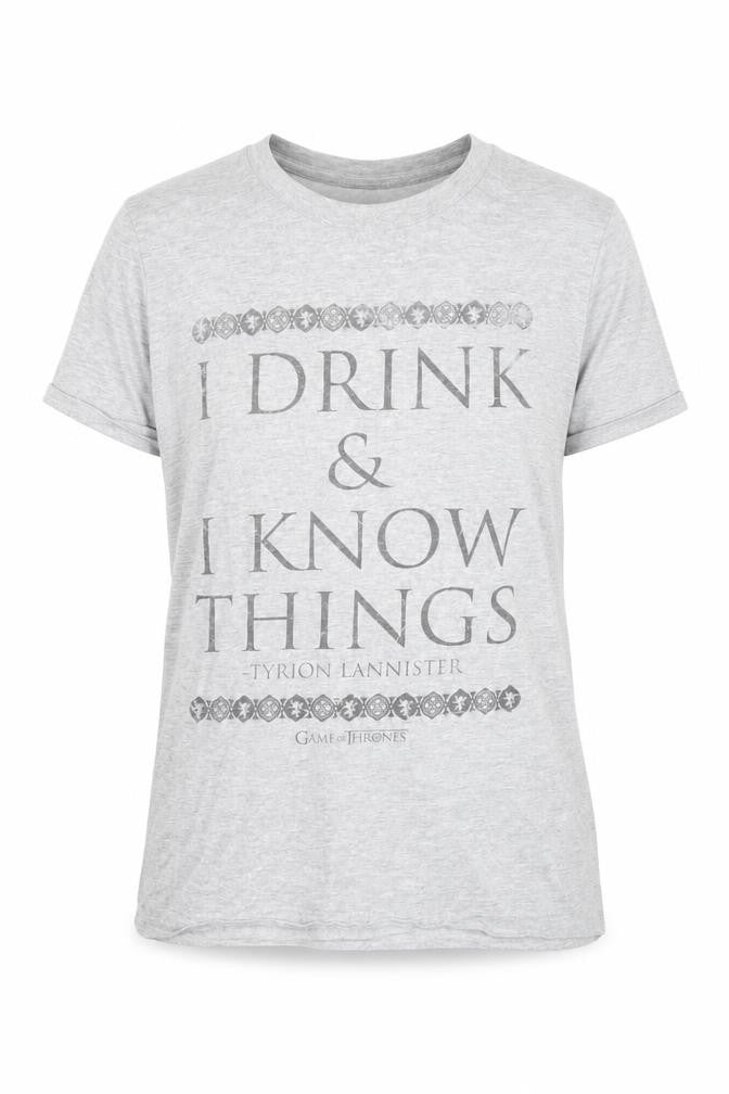 Front view of Gildan Men’s Grey Game of Thrones T-Shirt S